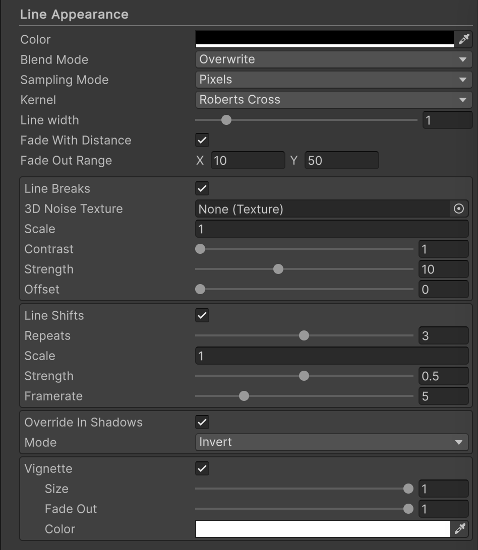 Line Appearance group of parameters