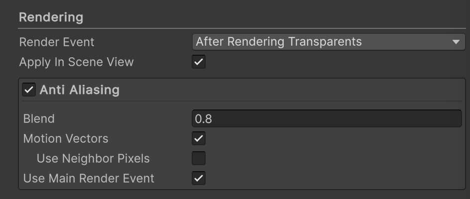 Rendering group of parameters