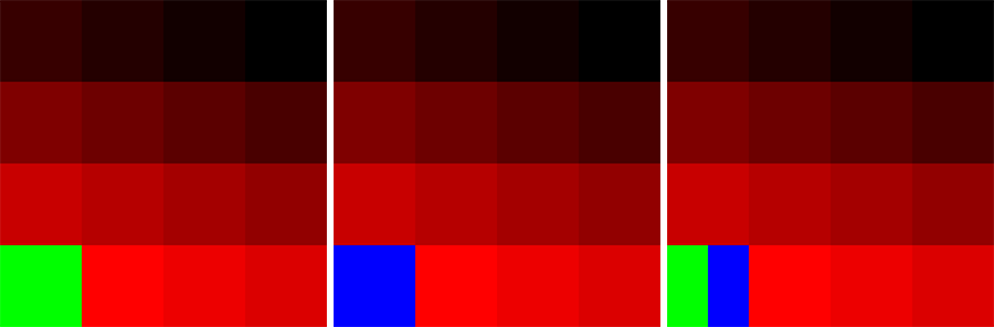 Variations of Line Map Texture - 15 shades of red with green and blue